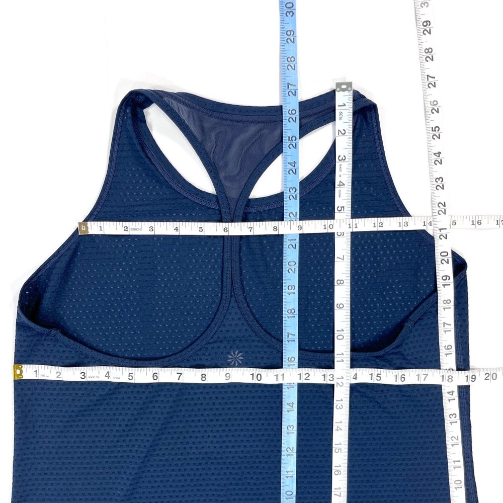 Athleta Chi Mesh Dot Tank High Neck Racerback Women's Large Navy Blue Active Top - Picture 14 of 16